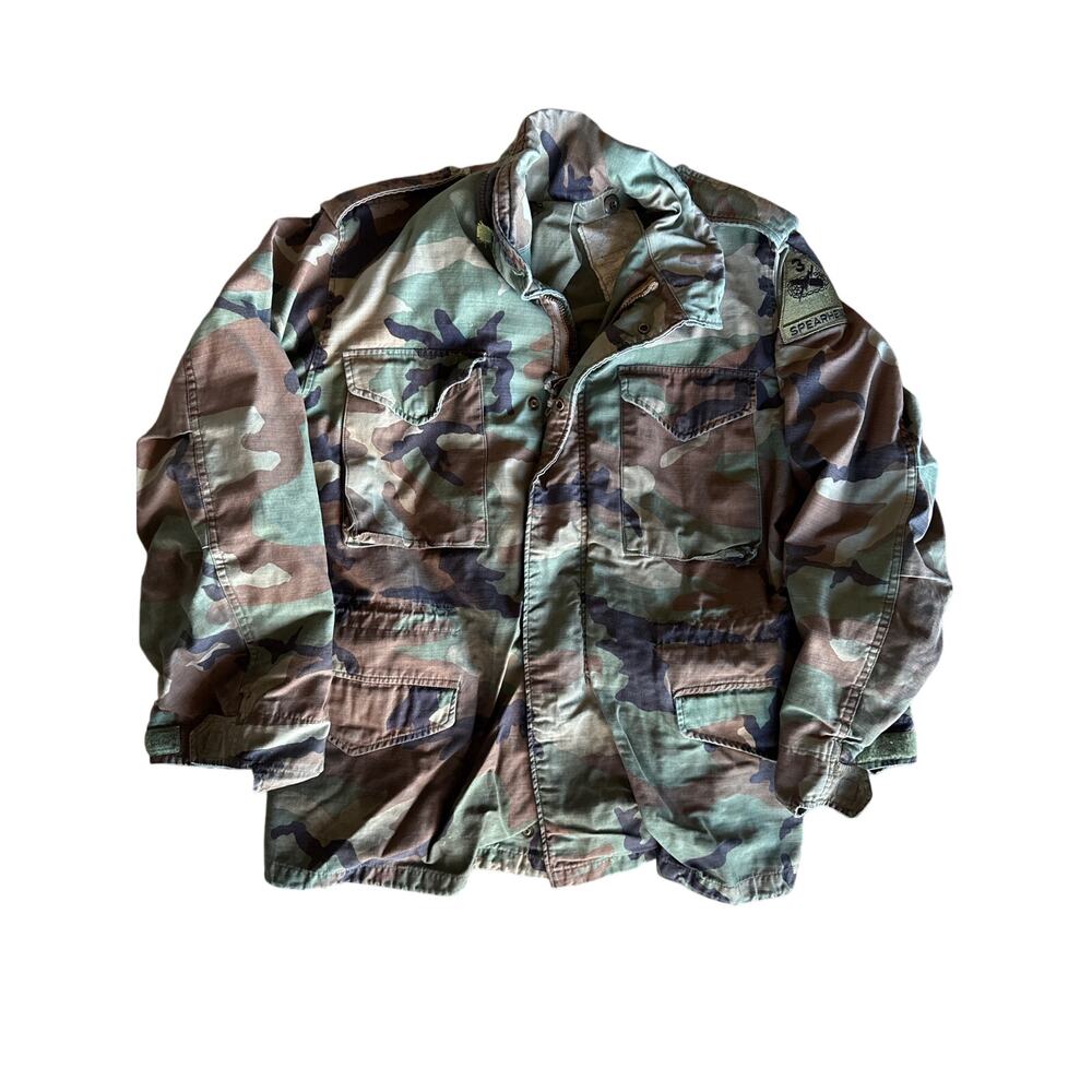 Vintage Military Camo M Cold Weather Coat Spearhead Patch